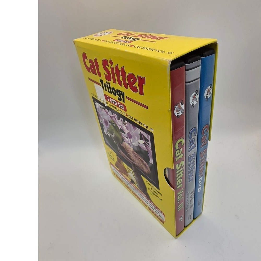 Cat Sitter Trilogy 3 DVD Set Go Cat Vol I II III Feline Enrichment Pet Video